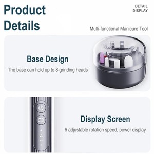 Ponceuse à ongles électrique rechargeable 18000 tr/min, polisseuse rapide pour le retrait du vernis gel, lime de manucure sans fil, produits pour les ongles - Product Image 4