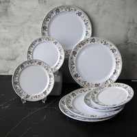 Service de table en mélamine classique royal Flora, design personnalisé par l'usine SEBEST, assiette, bol, tasse, utilisation en restaurant, maison, écologique