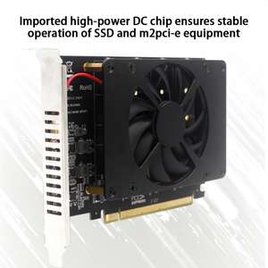PCI-E X16 NVME <span class=keywords><strong>M</strong></span>.2 MKEY SSDRAIDアレイ拡張アダプターマザーボードPCI-Eスプリットカード4ディスクSSDアレイカード (冷却ファン付き) - Product Image 4