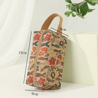 Sac à fermeture éclair vintage WS63 2025 à motif floral, pochette personnalisée avec impression intégrale, sac rectangulaire en liège à fermeture éclair