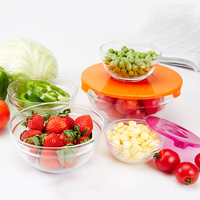 Bols en verre ensembles 5 pièces bols à salade en verre avec couvercles en plastique