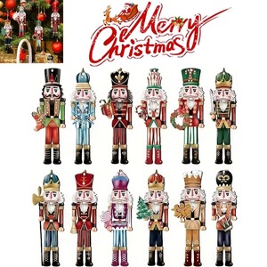 12PCS <b>Nutcracker</b> Wooden Decorative Set <b>Soldier</b> Figurine Hanging Tree Decor - Christmas Gift, Party Decoration And Home Decor - Product Image 1