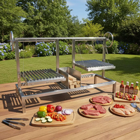 Barbecue Danda BBQ FDA SUS 304 en acier inoxydable, gril Santa Maria au charbon de bois, barbecue argentin Asado, gril commercial intégré