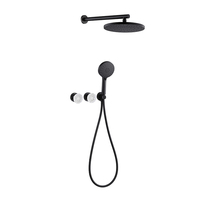 Ensemble de robinet de douche chaude et froide à montage mural Système de kit de douche de pluie de salle de bain Mélangeur de douche dissimulé avec poignée en cristal