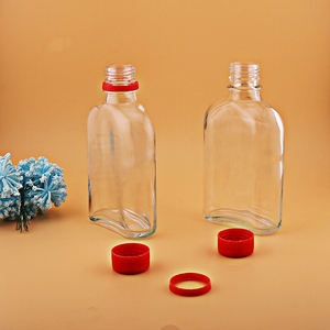 200ml l Empty <strong>Flat</strong> Wine Whiskey Flask Glass <strong>Bottle</strong> for Liquor Cold Brew Coffee Milk Tea Plastic anti-theft Lid - Product Image 5