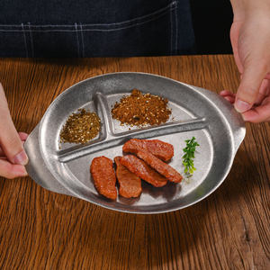 จานแบ่งส่วนสแตนเลสสตีลแบบย้อนยุค 304 สำหรับเสิร์ฟบาร์บีคิวและของว่าง - Product Image 2