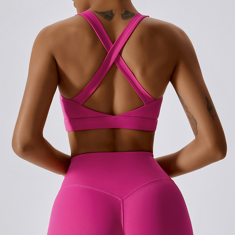 Custom Deportes Sexy Plus Size High Impact Fitness Yoga Workout Gym Tops Sports Bras For Women Criss-Cross Back Padded