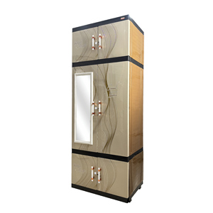 Perchero multifuncional Jumbo Pro con plástico duradero en color crema y marrón, espejo incorporado y diseño portátil, perfecto para organizar. - Product Image 3