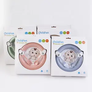 Weihnachten Kinder Geschenk Weizen Stroh Kunststoff Baby Geschirr Set mit Gabel Löffel Platte