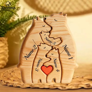 Puzzle <span class=keywords><strong>in</strong></span> <span class=keywords><strong>Legno</strong></span> Famiglia di Orsi Personalizzabile con <span class=keywords><strong>Nome</strong></span> Decorazione Casa Regalo Riscaldante per Ringraziamento Natale per Bambini e Mamme - Product Image 1