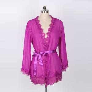 Kadın artı boyutu kadın pijama külot ile 2-piece şeffaf seksi Robe gece elbiseleri - Product Image 5