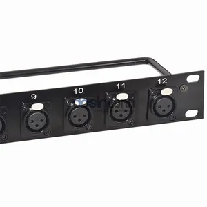 12 vías 2U macho hembra 3 pines XLR Jack conector Audio Patch Panel para equipo de TV