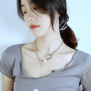 Collar de Perlas Cruzadas de Acero Inoxidable Estilo Hip-Hop de ROXI Fashion, Gargantilla de Moda Europea y Estadounidense - Product Image 3