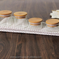 Petit pot à bougie en verre transparent de 30 ml et 50 ml avec couvercle en bois de bambou, petit pot en verre avec couvercle en bambou