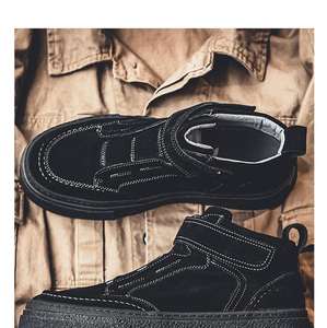 Botas de Cuero Impermeables y Antideslizantes para Hombre, Botas de Plataforma con Tacón Alto para Primavera/Otoño, Botas Deportivas Casuales Británicas Acolchadas - Product Image 5