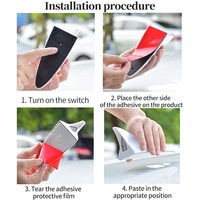 Antenne décorative universelle pour voiture en forme d'aileron de requin alimenté par énergie solaire Voyant d'avertissement à LED pour antenne solaire de voiture