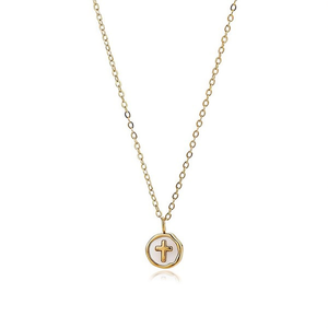 Collier Croix Chrétienne Plaqué Or C3232 pour Femme avec Chaîne Serpent et Sertissage Bezel – Bijou de Haute Qualité - Product Image 2