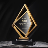 Trophée en métal or, argent, bronze, plaque en cristal, récompense en verre, récompense annuelle de l'entreprise, trophée d'événement