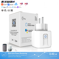 Prise intelligente Wi-Fi SIXWGH en gros pour l'UE (norme Schuko) 16A 20A, compatible Tuya Smart Life, commande vocale Alice Alexa, surveillance de la consommation électrique