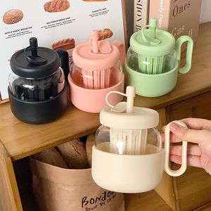 Taza alta <span class=keywords><strong>de</strong></span> oficina para té, taza <span class=keywords><strong>de</strong></span> agua <span class=keywords><strong>con</strong></span> diseño <span class=keywords><strong>de</strong></span> flores, taza <span class=keywords><strong>de</strong></span> agua <span class=keywords><strong>de</strong></span> dibujos animados para niños <span class=keywords><strong>con</strong></span> doble pajita y boca ancha - Product Image 3