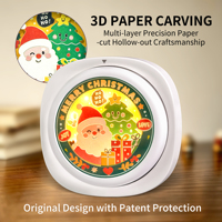 Drehbarer 3D-Papierschnitt-Kühlschrankmagnet Weihnachtsmann Weihnachtsbaum LED-Papierschnitzlampe Kühlschrankaufkleber Weihnachtsdekoration Geschenk