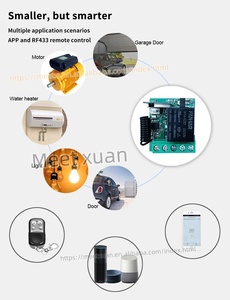 Interrupteur intelligent Tuya, module de <span class=keywords><strong>relais</strong></span> d'automatisation, télécommande 433 MHz, contrôleur de serrure de porte de garage, fonctionne avec Alexa et Google Home - Product Image 3