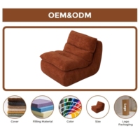 Canapé paresseux moderne sans accoudoirs en tissu imperméable, avec compression d'accentuation, éponge haute densité, confort doux, emballé sous vide