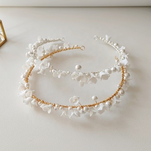 Serre-tête diadème floral en porcelaine blanche fait à la main, bandeau de cheveux torsadé en coquillage, accessoire de cheveux <span class=keywords><strong>couronne</strong></span> de mariée pour filles - Product Image 5