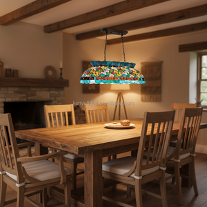 Lustre 4 lumières en verre teinté fait main motif libellule 41 pouces pour table de billard, salle à manger, bar - Product Image 6