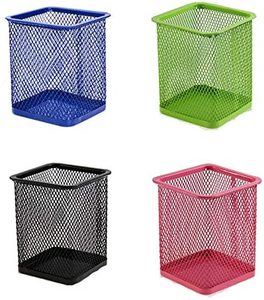 <b>Office</b> Desktop Wire Metal Mesh Black square Cup Bin Desk Pen Pencil Holder Organizer <b>Office</b> Desk Pencil Holder - Product Image 2