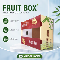 Boîte d'emballage jetable auto-érectrice en carton ondulé pour fruits et légumes, avec logo estampé argenté et impression personnalisée
