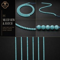 Perles d'Amazonite Naturelle Facettées Rondes de 3 mm, Vente en Gros Directe Usine, Pierres Précieuses Bleues Vertes en Vrac
