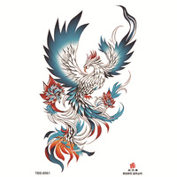 Tatouages temporaires imperméables pour bras en gros, autocollants, cheval de feu, grue, tigre, loup, renard, fleur de Bianan, animaux