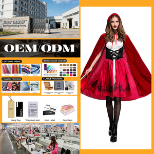 공장 맞춤 제작 할로윈 빨간모자 의상 성인 코스프레 파티 여성 중세 망토 시계 드레스 스커트 - Product Image 1