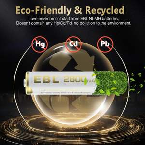 Piles rechargeables EBL AA Ni-MH 2800 mAh, double A, 8 pièces, nouvelle série, pour lampes de poche et jouets - Product Image 6