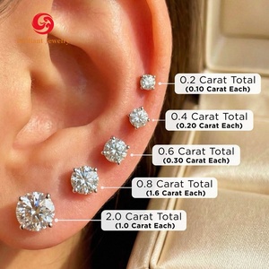 Pendientes de Diamantes Cultivados en Laboratorio con Certificación IGI, Oro de 14k y 18k, Corte Redondo, 0.50 CT - 4.00 CT, con Cierre de Rosca - Product Image 2