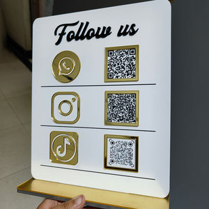Expositor de Acrílico Personalizado para Escritorio, Panel de Acrílico Impreso con UV, Letrero con Código QR para Redes Sociales, Soporte de Mesa - Product Image 3