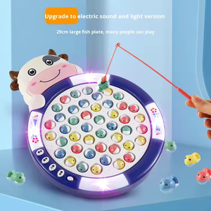 Jouet de table de pêche pour enfants personnalisé, <span class=keywords><strong>jeu</strong></span> d'apprentissage précoce multifonctionnel avec lumières, musique et base rotative, jouet éducatif en plastique - Product Image 3