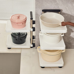 Kitchen Accessories Cookware Storage Rack Countertop <strong>Corner</strong> Put Pot Rack for <strong>Under</strong> <strong>Sink</strong> <strong>Cabinet</strong> Without Punching - Product Image 3