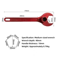 Marteau d'incendie robuste en acier moulé peint, à ouverture étoile à cinq branches, profondeur 40 mm, 370x100 mm, pour l'entretien des hydrants hors sol