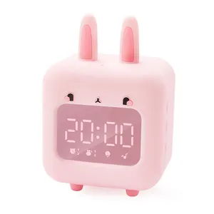 Réveil musical pour enfant <span class=keywords><strong>Lapin</strong></span> mignon et espiègle, veilleuse LED, mode économie d'énergie, commande vocale, réveil programmable - Product Image 1