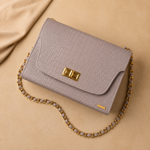 Sac à main classique pour femme, indispensable, en cuir vegan effet croco, multi-poches, avec rabat magnétique, sac à bandoulière - Product Image 1
