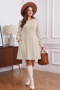 Robe décontractée à manches longues en tricot <span class=keywords><strong>pour</strong></span> femmes, tendance automne, tenues tendance (<span class=keywords><strong>grande</strong></span> quantité de commande, contactez-nous <span class=keywords><strong>pour</strong></span> la négociation) - Product Image 3
