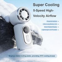 Mini ventilateur portable à clip rechargeable avec écran LED, 5 vitesses, réglable à 180°, pour la maison, l'extérieur et le bureau