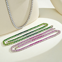 YBO Fine Hip Hop Laiton Corde Chaîne Tennis Colliers Couleur Dégradé Cubique Zircone Zircon Rhodium Plaqué Cadeau Bijoux Cubain