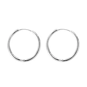 Classic Multiple Sizes Fashion Large Rhodium Plated 925 Sterling Silver Big Hoop Earrings