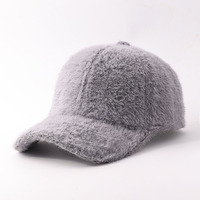 Casquette de baseball d'hiver en fourrure, douce et moelleuse, avec visière incurvée, chapeau décontracté chaud unisexe, vente en gros de couvre-chefs