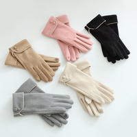 Gants d'hiver pour femmes, rembourrés en velours, chauds, résistants au froid, avec décoration au poignet, pour la conduite en plein air, pour écran tactile, multicolores