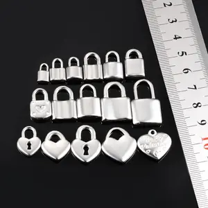 Roestvrij Staal 3d Hangslot Hanger Geometrische Slot Bedels Voor Diy Sieraden Maken