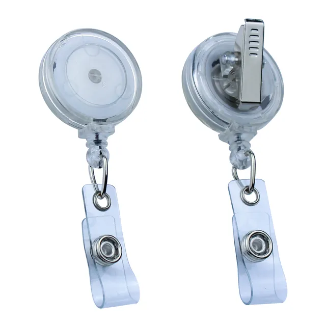 32mm Translucent Retractable Badge Reel Transparent ABS ID Name Tag Holder With Alligator Clip Portable Office Gift Promotion